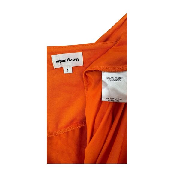 NWOT Superdown Orange Sleeveless Wrap Mini Dress Size S V-neck Spaghetti Strap - Picture 2 of 9